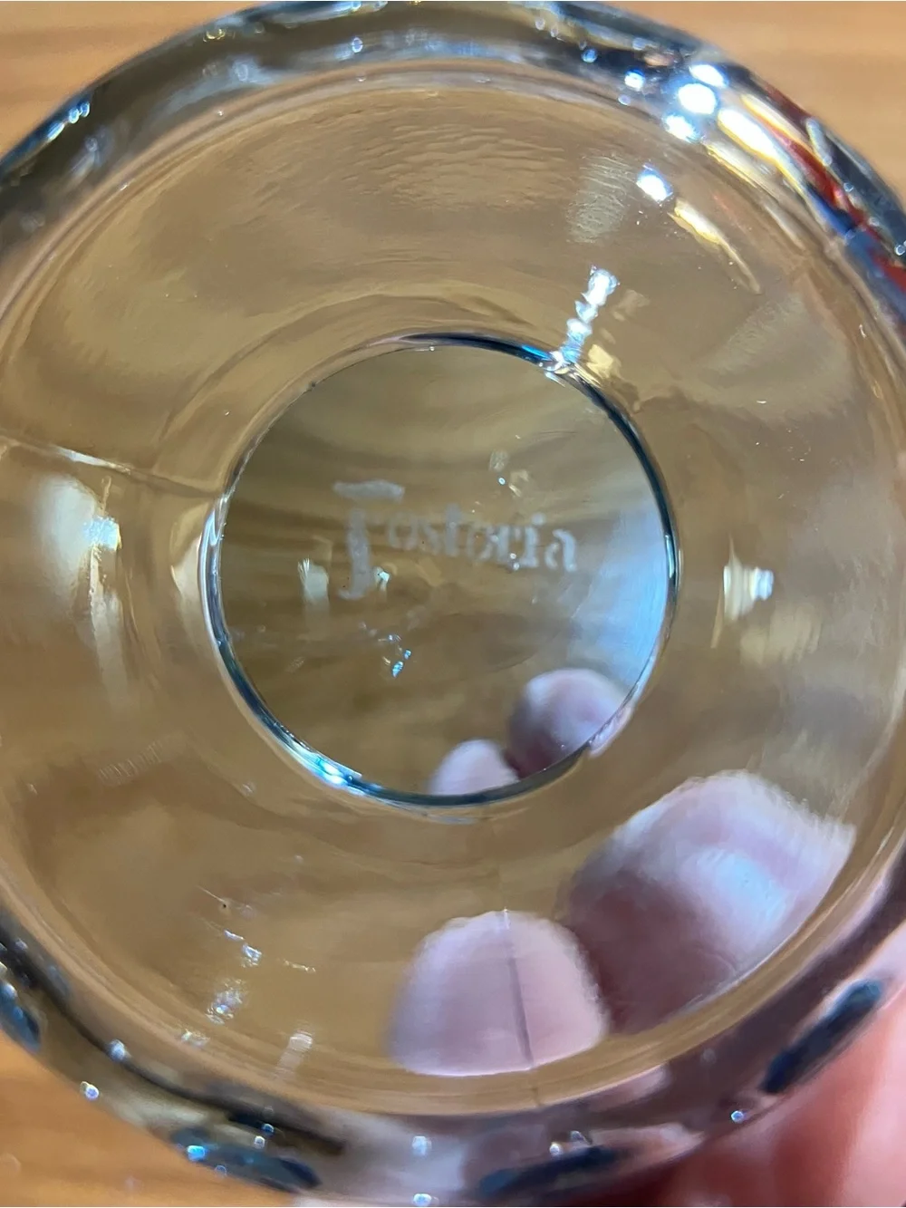 Vintage Fostoria Mesa Blue Thumbprint Champagne Sherbet Glasses Set of 4